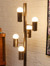Load image into Gallery viewer, Mid Century Modern Brass Spiral Arranged Five Globes Floor Lamp