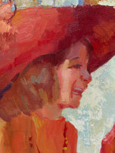 Load image into Gallery viewer, Figurative Painting of Two Women in Red Hats, Expressive Impressionist Style