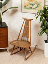 Load image into Gallery viewer, Primitive Style Mid Century Modern Arthur Umanoff Woodcraft Walnut Rattan Rocker