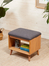Load image into Gallery viewer, Blonde Wood Stool Ottoman