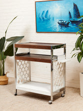 Load image into Gallery viewer, 1970s Chrome Moroccan Style Bar Cart