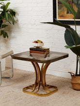 Load image into Gallery viewer, 1970’s Brass Smoked Glass Side Table