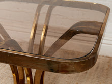 Load image into Gallery viewer, 1970’s Brass Smoked Glass Side Table