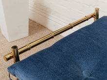 Load image into Gallery viewer, 1960s Vintage Mid Century Blue Tufted/ Gold Metal Frame Vanity Bench