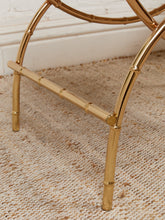 Load image into Gallery viewer, 1960s Vintage Mid Century Blue Tufted/ Gold Metal Frame Vanity Bench