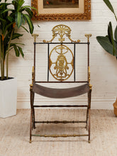 Load image into Gallery viewer, Fireside Antique Chair with Wrought Iron and Cast Brass