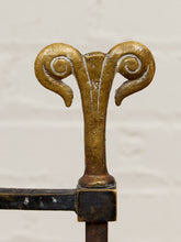 Load image into Gallery viewer, Fireside Antique Chair with Wrought Iron and Cast Brass
