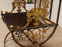 Load image into Gallery viewer, Fireside Antique Chair with Wrought Iron and Cast Brass