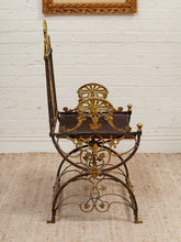 Load image into Gallery viewer, Fireside Antique Chair with Wrought Iron and Cast Brass