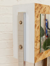 Load image into Gallery viewer, Faux Burlwood 1970’s Mid-Century Modern Grandfather Clock