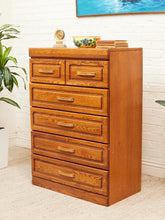 Load image into Gallery viewer, Oak Highboy with Flip Up Vanity Mirror