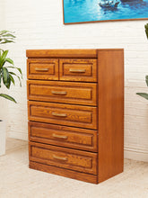 Load image into Gallery viewer, Oak Highboy with Flip Up Vanity Mirror