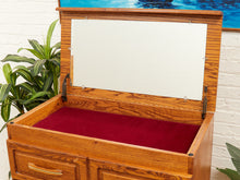 Load image into Gallery viewer, Oak Highboy with Flip Up Vanity Mirror