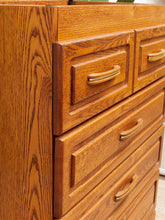 Load image into Gallery viewer, Oak Highboy with Flip Up Vanity Mirror