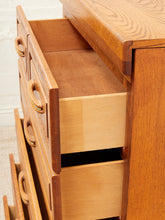 Load image into Gallery viewer, Oak Highboy with Flip Up Vanity Mirror