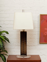 Load image into Gallery viewer, Orbit Lucite and Smoked Acrylic Table Lamp