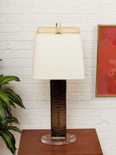 Load image into Gallery viewer, Orbit Lucite and Smoked Acrylic Table Lamp