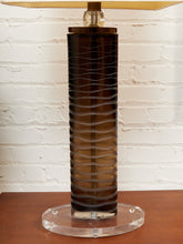 Load image into Gallery viewer, Orbit Lucite and Smoked Acrylic Table Lamp