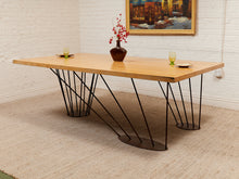 Load image into Gallery viewer, Oak Dining Table with Sculptural Iron Base