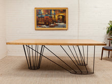 Load image into Gallery viewer, Oak Dining Table with Sculptural Iron Base