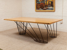Load image into Gallery viewer, Oak Dining Table with Sculptural Iron Base