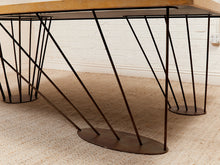 Load image into Gallery viewer, Oak Dining Table with Sculptural Iron Base
