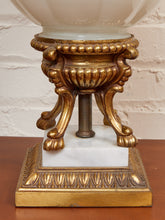Load image into Gallery viewer, Hollywood Regency Opalescent Blown Glass Solid Brass Cherub Table Lamp Vintage