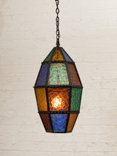 Load image into Gallery viewer, 1970’s Stain Glass Hanging Lamp