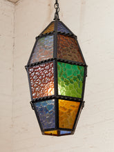 Load image into Gallery viewer, 1970’s Stain Glass Hanging Lamp