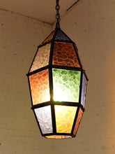 Load image into Gallery viewer, 1970’s Stain Glass Hanging Lamp