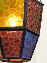 Load image into Gallery viewer, 1970’s Stain Glass Hanging Lamp