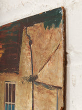 Load image into Gallery viewer, Courtyard Scene Figurative Architectural Painting with Village Buildings by Evelyn M Bugbee