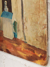 Load image into Gallery viewer, Courtyard Scene Figurative Architectural Painting with Village Buildings by Evelyn M Bugbee