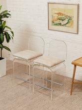 Load image into Gallery viewer, Lucite Pair of Stools with Seat Pads