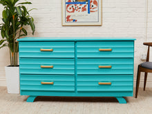 Load image into Gallery viewer, Turquoise Mid Century 6 Drawer Dresser