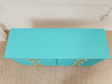 Load image into Gallery viewer, Turquoise Mid Century 6 Drawer Dresser