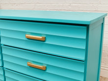 Load image into Gallery viewer, Turquoise Mid Century 6 Drawer Dresser