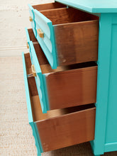 Load image into Gallery viewer, Turquoise Mid Century 6 Drawer Dresser