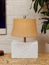 Load image into Gallery viewer, Facet White Ceramic Table Lamp with Textured Geometric Base