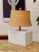Load image into Gallery viewer, Facet White Ceramic Table Lamp with Textured Geometric Base