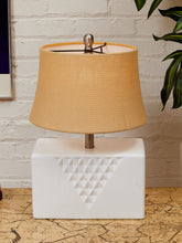 Load image into Gallery viewer, Facet White Ceramic Table Lamp with Textured Geometric Base