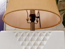 Load image into Gallery viewer, Facet White Ceramic Table Lamp with Textured Geometric Base