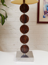 Load image into Gallery viewer, Stacked Disc Table Lamp with Metal Base and White Drum Shade