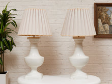 Load image into Gallery viewer, Parlour Pair White Table Lamps with Pleated Shades