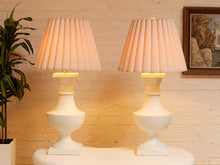 Load image into Gallery viewer, Parlour Pair White Table Lamps with Pleated Shades