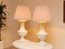 Load image into Gallery viewer, Parlour Pair White Table Lamps with Pleated Shades