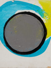 Load image into Gallery viewer, Eclipse Study Minimalist Abstract Painting in Black Gray White and Yellow