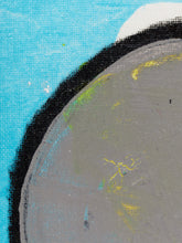 Load image into Gallery viewer, Eclipse Study Minimalist Abstract Painting in Black Gray White and Yellow