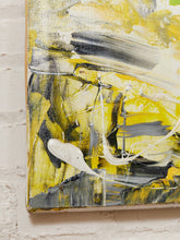 Load image into Gallery viewer, Citrus Burst Abstract Expressionist Painting in Lime Green Yellow Black and White $225
