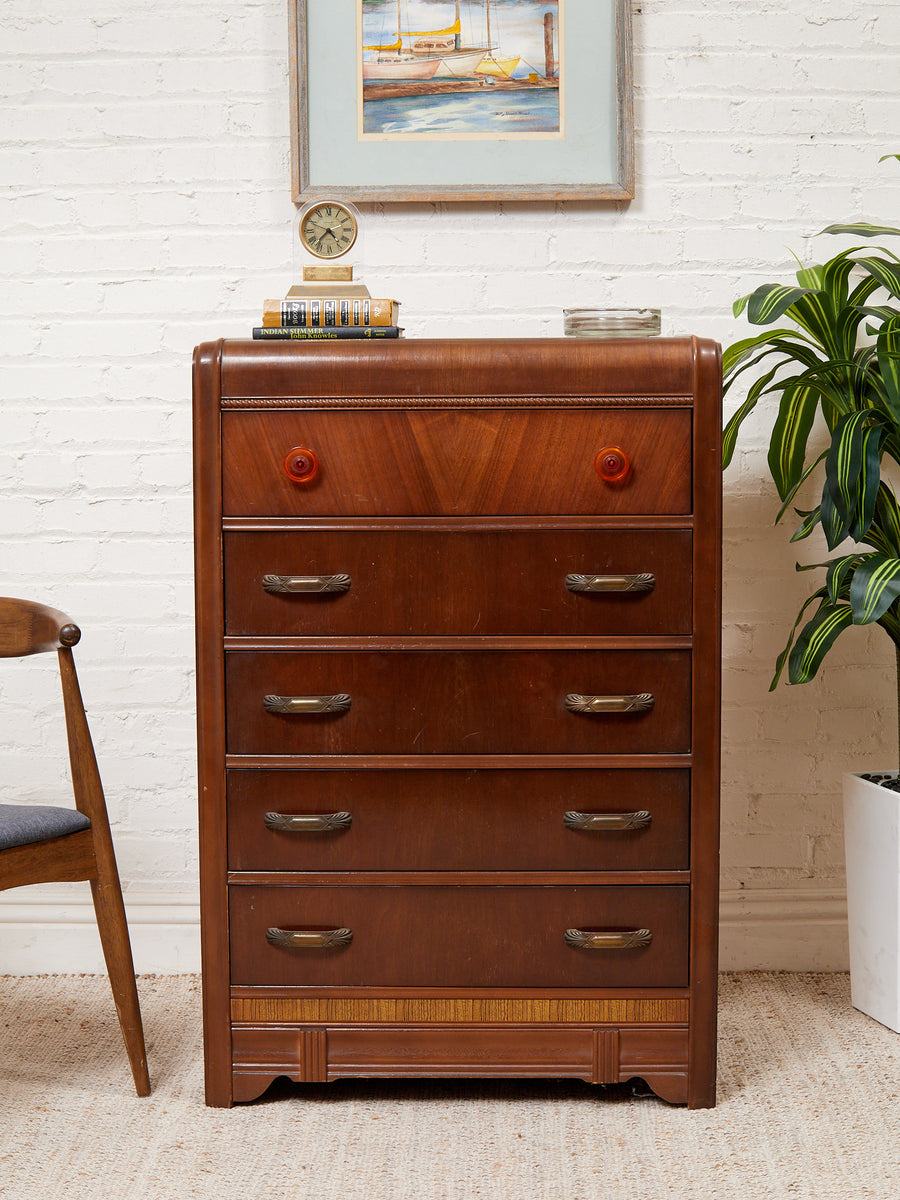 Waterfall Art Deco Highboy Dresser – Sunbeam Vintage